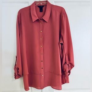 Investment deep Rose Blouse with Layer Look 2XL NWOT